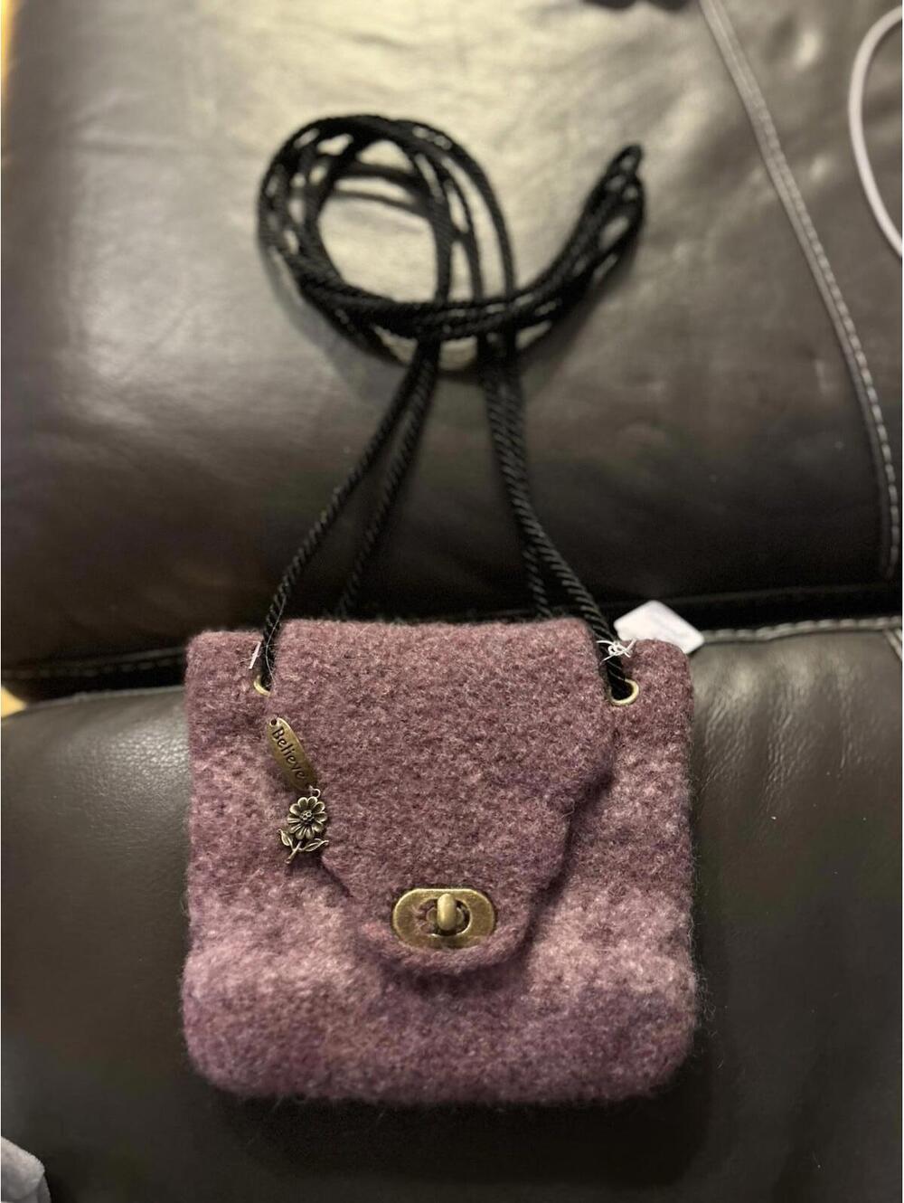 Boiled wool crossbody clutch